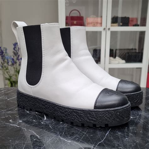 black andw white chanel|black and white chanel boots.